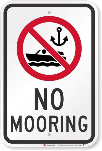 "No Mooring" Sign by SmartSign | 12" x 18" 3M Engineer Grade Reflective Aluminum in Saudi Arabia