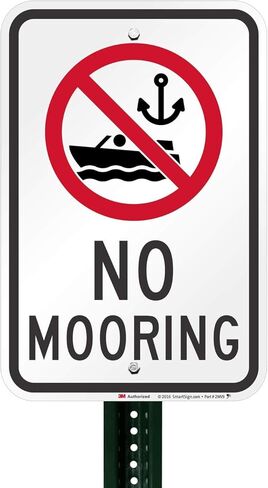 "No Mooring" Sign by SmartSign | 12" x 18" 3M Engineer Grade Reflective Aluminum in Saudi Arabia