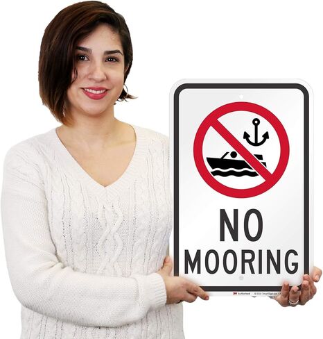 "No Mooring" Sign by SmartSign | 12" x 18" 3M Engineer Grade Reflective Aluminum in Saudi Arabia