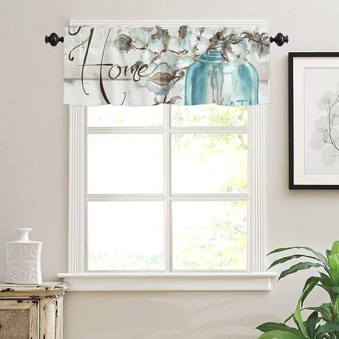 كابوك جرة الستار الستارة نافذة العلاج كابوك زجاجة ريفي خشبية الحبوب الزخرفية قضيب جيب قصيرة نافذة الستارة للمطبخ نوافذ غرفة المعيشة الحمام 42 × 12 بوصة، 1 لوحة in Kuwait