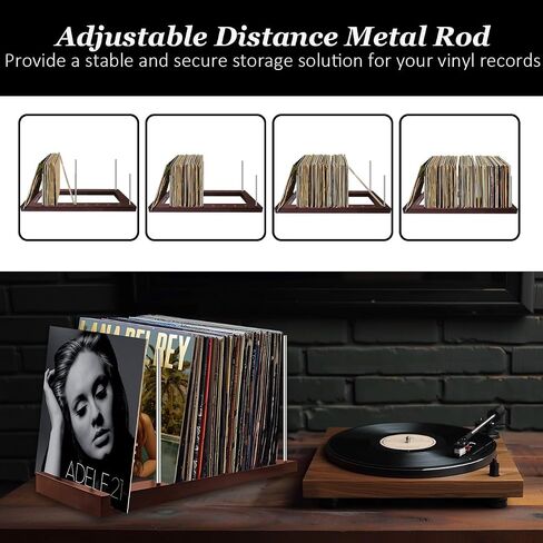 Tabletop Record Holder Solid Wood Now Playing Vinyl Stand Display Rack for Albums CD Props Audio Minimalist Design Non-Slip Collection Spinning Player LP Storage Holds any Size in Saudi Arabia