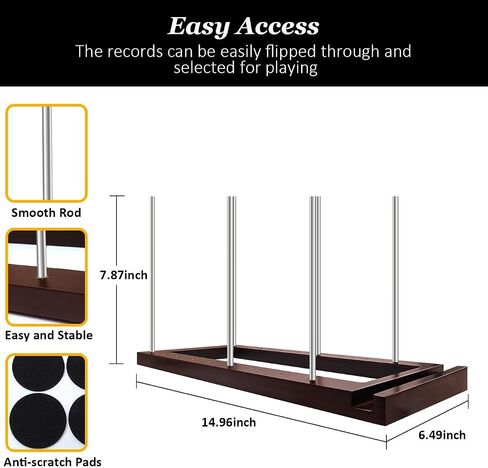 Tabletop Record Holder Solid Wood Now Playing Vinyl Stand Display Rack for Albums CD Props Audio Minimalist Design Non-Slip Collection Spinning Player LP Storage Holds any Size in Saudi Arabia