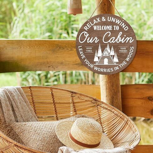 Camping Sign Wall Decor, Summer Camp Round Hanging Sign Decor Farmhouse Wall Decorations Woodland Sign for Cabin, RV, Front Door, Porch, Nursery, Gift for Camper Retirement, The Adventure Begins in Saudi Arabia