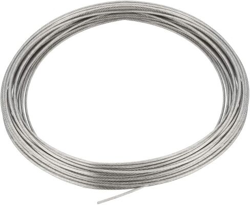 uxcell 1/8"(3mm) 304 Stainless Steel Cable Wire Rope 7 x 7 Strands Core 100ft (30m) PVC Coated Aircraft Wire for Construction Outdoors Marine Rigging Decking Railings in Saudi Arabia
