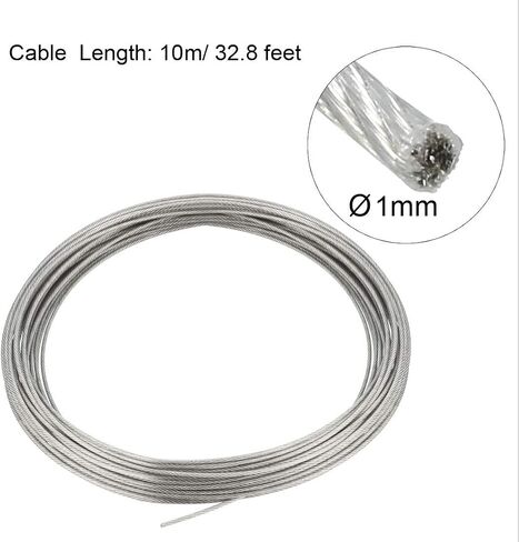 uxcell 1/8"(3mm) 304 Stainless Steel Cable Wire Rope 7 x 7 Strands Core 100ft (30m) PVC Coated Aircraft Wire for Construction Outdoors Marine Rigging Decking Railings in Saudi Arabia