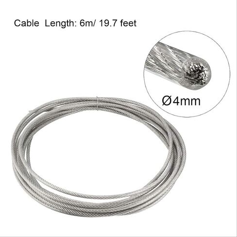 uxcell 1/8"(3mm) 304 Stainless Steel Cable Wire Rope 7 x 7 Strands Core 100ft (30m) PVC Coated Aircraft Wire for Construction Outdoors Marine Rigging Decking Railings in Saudi Arabia