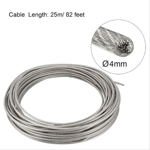 uxcell 1/8"(3mm) 304 Stainless Steel Cable Wire Rope 7 x 7 Strands Core 100ft (30m) PVC Coated Aircraft Wire for Construction Outdoors Marine Rigging Decking Railings in Saudi Arabia