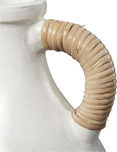 Deco 79 Ceramic Decorative Vase Jug Inspired Centerpiece Vase with Rattan Wrapped Handle, Flower Vase for Home Decoration 10" x 10" x 18", White in Saudi Arabia