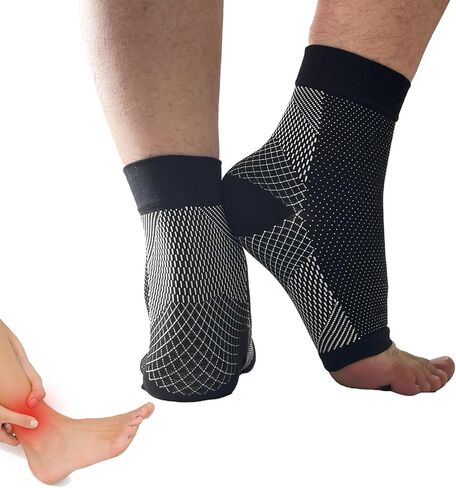 Neuropathy Socks, Plantar Fasciitis Compression Socks, 20-30 mmHg Ankle Compression Sleeve with Foot, Ankle, Arch Support for Plantar Fasciitis, Heel Pain, Foot Swelling & Fatigue (Black, L/XL) in Saudi Arabia