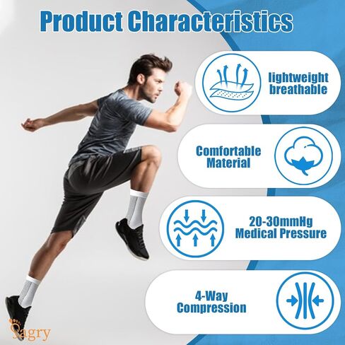 Neuropathy Socks, Plantar Fasciitis Compression Socks, 20-30 mmHg Ankle Compression Sleeve with Foot, Ankle, Arch Support for Plantar Fasciitis, Heel Pain, Foot Swelling & Fatigue (Black, L/XL) in Saudi Arabia