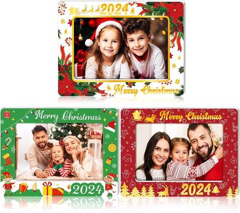 Qunclay 3 Pcs 2024 Christmas Picture Frame Christmas Photo Frame Ornaments 4x6 Inch Wooden Frame Ornaments Gift for Christmas Home Table Decorative Xmas Holiday Gift in Saudi Arabia