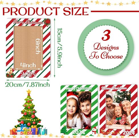 Qunclay 3 Pcs 2024 Christmas Picture Frame Christmas Photo Frame Ornaments 4x6 Inch Wooden Frame Ornaments Gift for Christmas Home Table Decorative Xmas Holiday Gift in Saudi Arabia