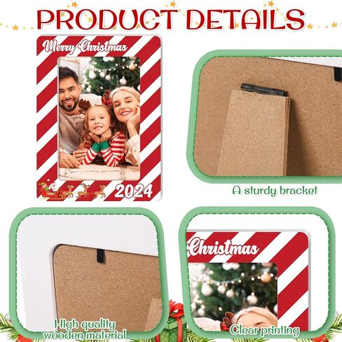 Qunclay 3 Pcs 2024 Christmas Picture Frame Christmas Photo Frame Ornaments 4x6 Inch Wooden Frame Ornaments Gift for Christmas Home Table Decorative Xmas Holiday Gift in Saudi Arabia