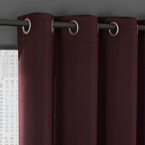 زوج ستائر Sun Zero Soho مكون من قطعتين لتوفير الطاقة وتقليل الضوضاء، مقاس 137 سم × 96 سم، أحمر ميرلوت in Kuwait