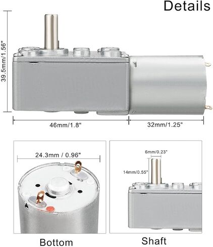 uxcell DC 12V 65RPM Worm Gear Motor 6mm Shaft High Torque Turbine Reducer in Saudi Arabia
