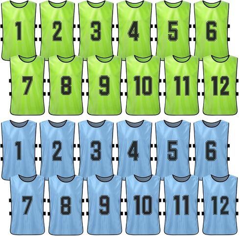 LIXADA Scrimmage فريق ممارسة سترات كرة القدم Pinnies كرة القدم الفانيلة الرياضية كرة السلة فريق التدريب المرايل المرقمة ممارسة الرياضة سترة الشباب الكبار الفانيلة 24PCS in Saudi Arabia