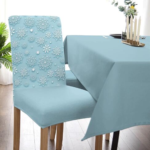 Savannan Dining Chair Slipcover, Christmas Winter Snowflake Pattern Baby Blue Stretch Kitchen Chair Covers Removable Parsons Chair Protector Covers for Dining Room Banquet Party, Set of 6 in Kuwait