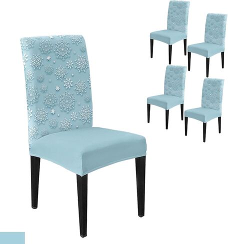 Savannan Dining Chair Slipcover, Christmas Winter Snowflake Pattern Baby Blue Stretch Kitchen Chair Covers Removable Parsons Chair Protector Covers for Dining Room Banquet Party, Set of 6 in Kuwait