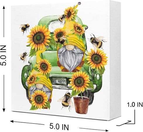 Summer Desk Decor,Sunflower Gnome on Retro Green Truck Wooden Plaque Sign Desk Decor,Rustic Floral Gnome Wood Block Sign Desk Decorations for Summer Home Living Room Office Garden Shelf Table Decor in Kuwait