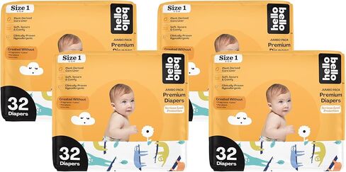 حفاضات الأطفال الفاخرة Hello Bello مقاس 2، 30 قطعة من الحفاضات التي تستخدم لمرة واحدة، فائقة الامتصاص، لا تسبب الحساسية مع ملاءمة مريحة ومريحة I Sleepy Sloth in Kuwait