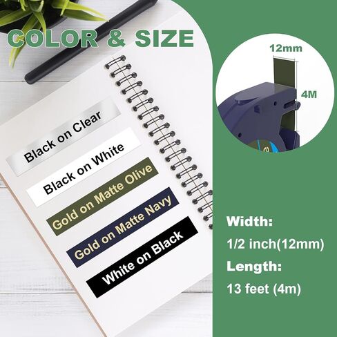 5 Pack Colored Label Tape Compatible with Dymo Letratag Refills, Replacement for Dymo Label Maker Refills 12mm x 4m(1/2" x 13') Plastic Label Refills for Dymo Letratag LT100H LT100T QX50 Label Makers in Saudi Arabia