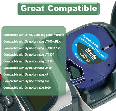 5 Pack Colored Label Tape Compatible with Dymo Letratag Refills, Replacement for Dymo Label Maker Refills 12mm x 4m(1/2" x 13') Plastic Label Refills for Dymo Letratag LT100H LT100T QX50 Label Makers in Saudi Arabia