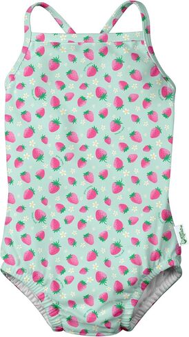 green sprouts i play Baby Girl's Patterned one-Piece Swimsuit, Coral, Small in Saudi Arabia