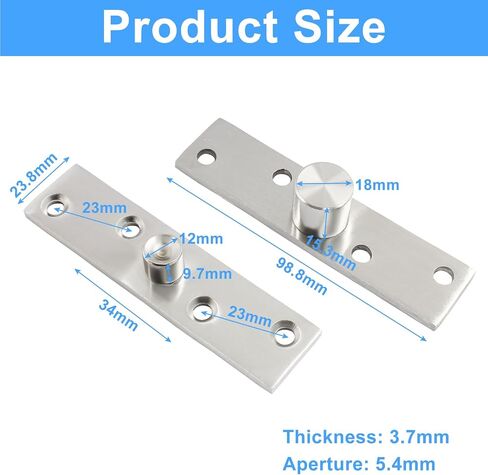 2pcs Center Pivot Hinge, Heavy Duty Pivot Hinge, 360 Rotating Hidden Door Hinges, Stainless Steel Hinges Up Down Shaft with Fixing Screws (100mm X 25mm) in Kuwait