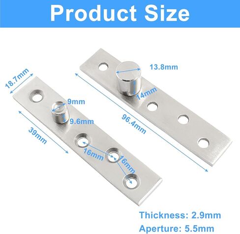 2pcs Center Pivot Hinge, Heavy Duty Pivot Hinge, 360 Rotating Hidden Door Hinges, Stainless Steel Hinges Up Down Shaft with Fixing Screws (100mm X 25mm) in Kuwait