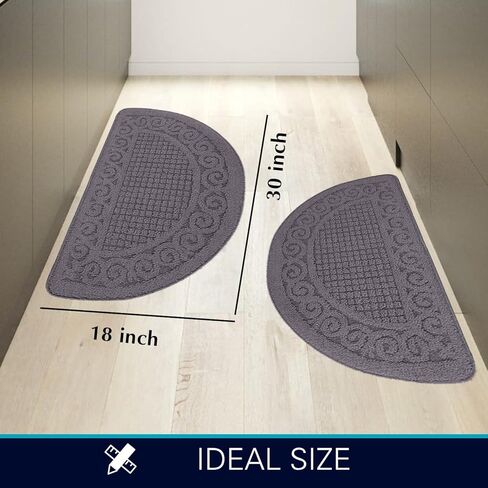 Kitchen Rugs for Floor 2 Piece 18"X30", Non Skid Washable Kitchen Mats Set, Absorbent Standing Rug, Throw Rug,Half Circle Carpet for Christmas Holiday Xmas Sink,Laundry Room Area,Red in Saudi Arabia