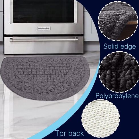 Kitchen Rugs for Floor 2 Piece 18"X30", Non Skid Washable Kitchen Mats Set, Absorbent Standing Rug, Throw Rug,Half Circle Carpet for Christmas Holiday Xmas Sink,Laundry Room Area,Red in Saudi Arabia