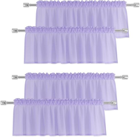 Dark Grey Valances Sheer Valences 18 inch Curtains Living Room Window Curtain Bedroom Kitchen Small Short Mini Curtain Panels Topper Rod Pocket 4 Pieces 52"x18" in Kuwait