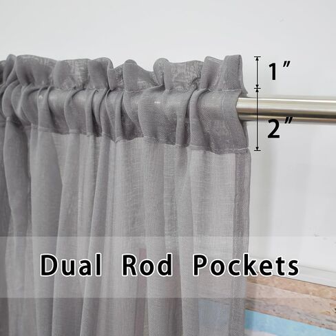 Dark Grey Valances Sheer Valences 18 inch Curtains Living Room Window Curtain Bedroom Kitchen Small Short Mini Curtain Panels Topper Rod Pocket 4 Pieces 52"x18" in Kuwait
