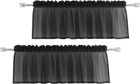 Dark Grey Valances Sheer Valences 18 inch Curtains Living Room Window Curtain Bedroom Kitchen Small Short Mini Curtain Panels Topper Rod Pocket 4 Pieces 52"x18" in Kuwait
