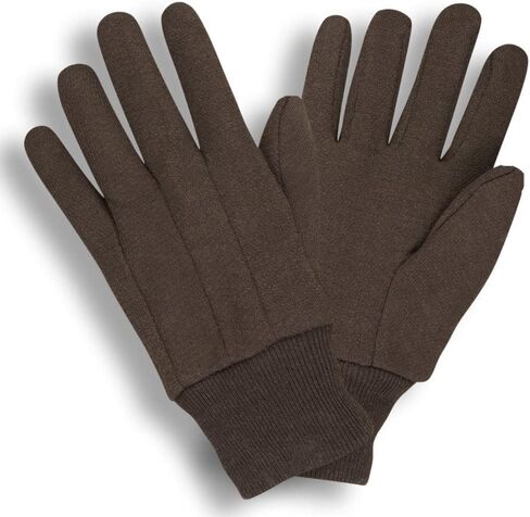 Cordova 1400P Cotton Gloves, Standard Weight, Brown Jersey Cotton, Clute Cut, Knit Wrist, Large, 12-Pack in Saudi Arabia