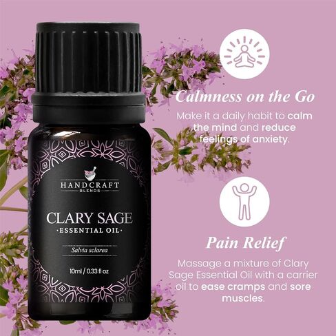 Clary Sage Essential Oil - 0.33 Fl Oz - 100% Pure and Natural - Premium Grade Essential Oil for Diffuser and Aromatherapy in Saudi Arabia