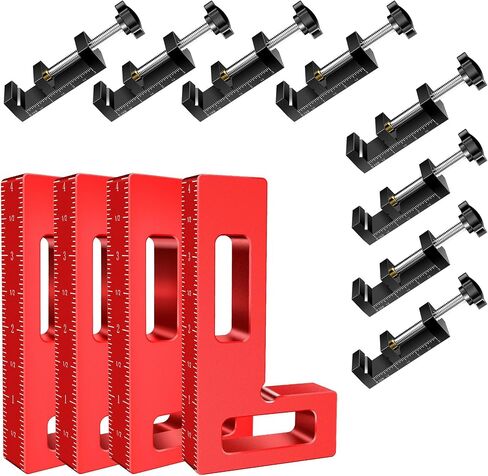90 Degree Clamp, Corner Clamps for Woodworking, 4 Pack Aluminum Alloy Right Angle Clamp Woodworking Tools, Corner Squares, Positioning Clamping Squares for Picture Frames, Cabinets, Drawers in Saudi Arabia