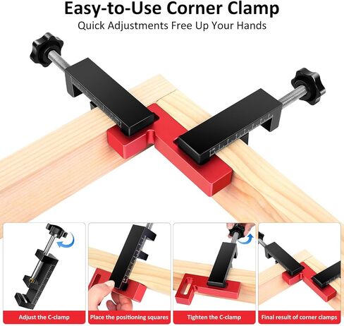 90 Degree Clamp, Corner Clamps for Woodworking, 4 Pack Aluminum Alloy Right Angle Clamp Woodworking Tools, Corner Squares, Positioning Clamping Squares for Picture Frames, Cabinets, Drawers in Saudi Arabia