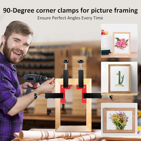 90 Degree Clamp, Corner Clamps for Woodworking, 4 Pack Aluminum Alloy Right Angle Clamp Woodworking Tools, Corner Squares, Positioning Clamping Squares for Picture Frames, Cabinets, Drawers in Saudi Arabia
