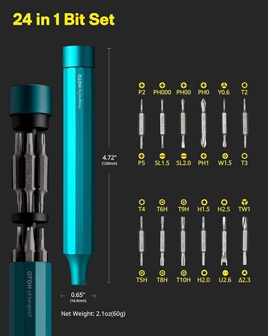 HOTO 24 in 1 Multi Bit Mini Screwdriver Set Magnetic, Manual Precision Screwdriver Set, EDC Pen Screwdriver for Eyeglasses, Electronics, Watches, Phones, Laptops, Cameras, Dark Turquoise in Saudi Arabia