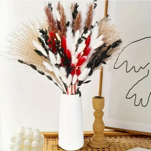 Small White Vase 7.1" Tall, White Ceramic Vase for Pampas Grass,Nordic Minimalism Style Decoration, Elegant Vase Flower Vase for Desk Aesthetic Table Living Room Mantel for Home Décor in Saudi Arabia