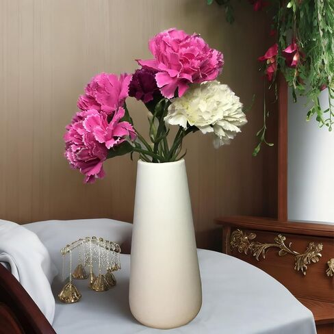 Small White Vase 7.1" Tall, White Ceramic Vase for Pampas Grass,Nordic Minimalism Style Decoration, Elegant Vase Flower Vase for Desk Aesthetic Table Living Room Mantel for Home Décor in Saudi Arabia