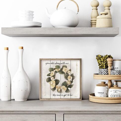 Grow Old Along With Me The Best Is Yet To Be Farmhouse Style Wood Wall Decor Sign With Frame 12x12 in Kuwait