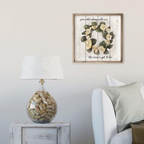 Grow Old Along With Me The Best Is Yet To Be Farmhouse Style Wood Wall Decor Sign With Frame 12x12 in Kuwait