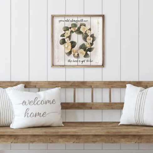 Grow Old Along With Me The Best Is Yet To Be Farmhouse Style Wood Wall Decor Sign With Frame 12x12 in Kuwait
