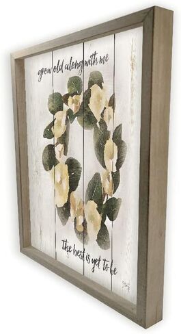 Grow Old Along With Me The Best Is Yet To Be Farmhouse Style Wood Wall Decor Sign With Frame 12x12 in Kuwait
