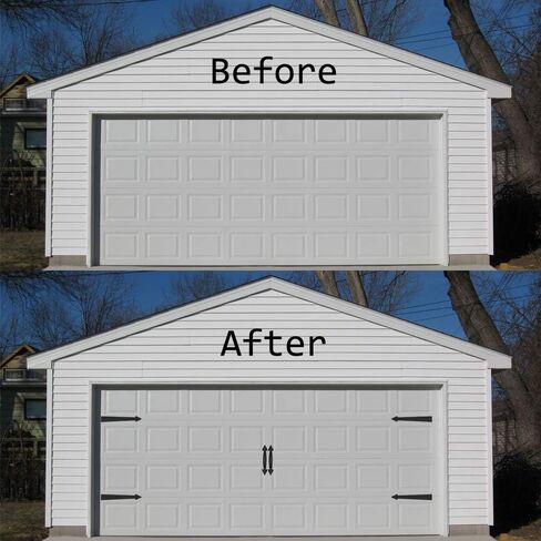 WINSOON Magnetic Decorative Garage Door Carriage Accents Hardware Kit, 1 Set of House Garage Faux Hinges & Handles, Screw in, Curb Appeal Decor, Black in Saudi Arabia