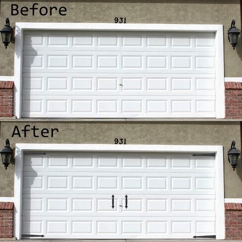 WINSOON Magnetic Decorative Garage Door Carriage Accents Hardware Kit, 1 Set of House Garage Faux Hinges & Handles, Screw in, Curb Appeal Decor, Black in Saudi Arabia