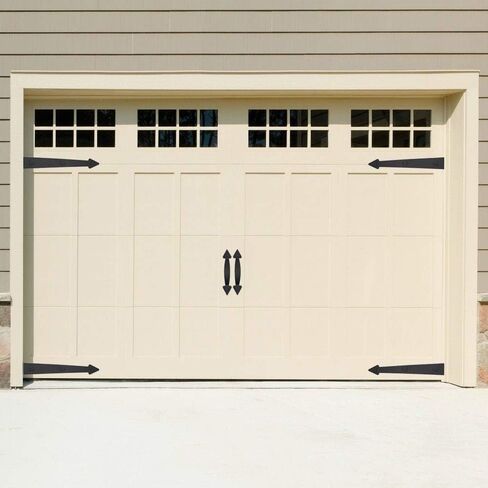 WINSOON Magnetic Decorative Garage Door Carriage Accents Hardware Kit, 1 Set of House Garage Faux Hinges & Handles, Screw in, Curb Appeal Decor, Black in Saudi Arabia