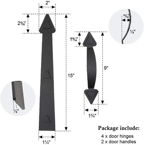 WINSOON Magnetic Decorative Garage Door Carriage Accents Hardware Kit, 1 Set of House Garage Faux Hinges & Handles, Screw in, Curb Appeal Decor, Black in Saudi Arabia